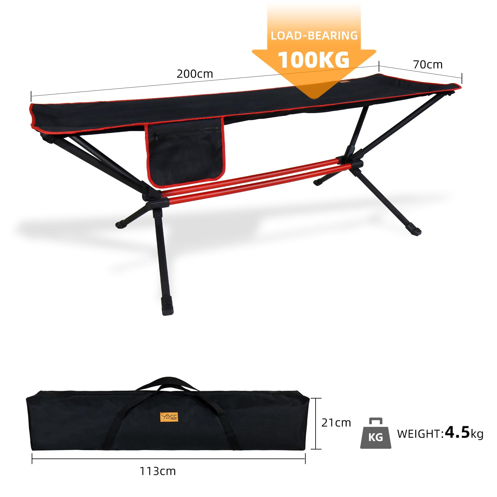 CCLIFE Hamac de Camping avec Armature - Léger - 4,5 kg - Charge maximale : 100 kg - avec Sac de Transport