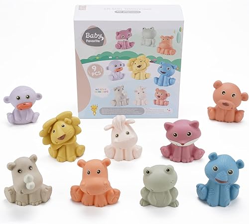 Juguetes de baño para bebés sin moho para niños pequeños y bebés de 6 a 12 meses, paquete de 9 unidades sin agujero sin moho juguetes de bañera de