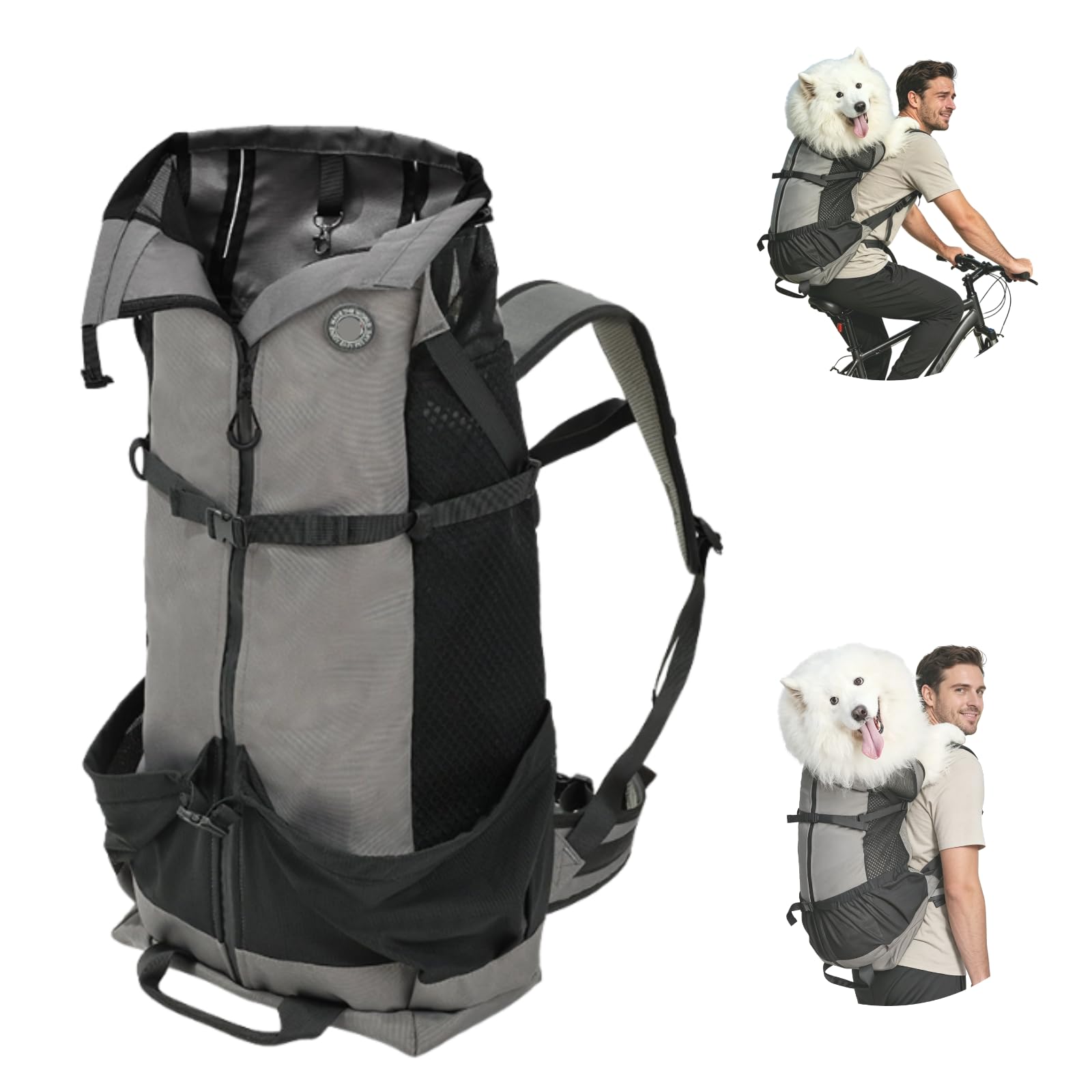 Hunderucksack bis 35kg – Belüfteter & Wasserdichter Haustier-Rucksack für Große Hunde, Ergonomischer Wanderrucksack mit Sicherheitsleine für Outdoor, Fahrrad & Camping