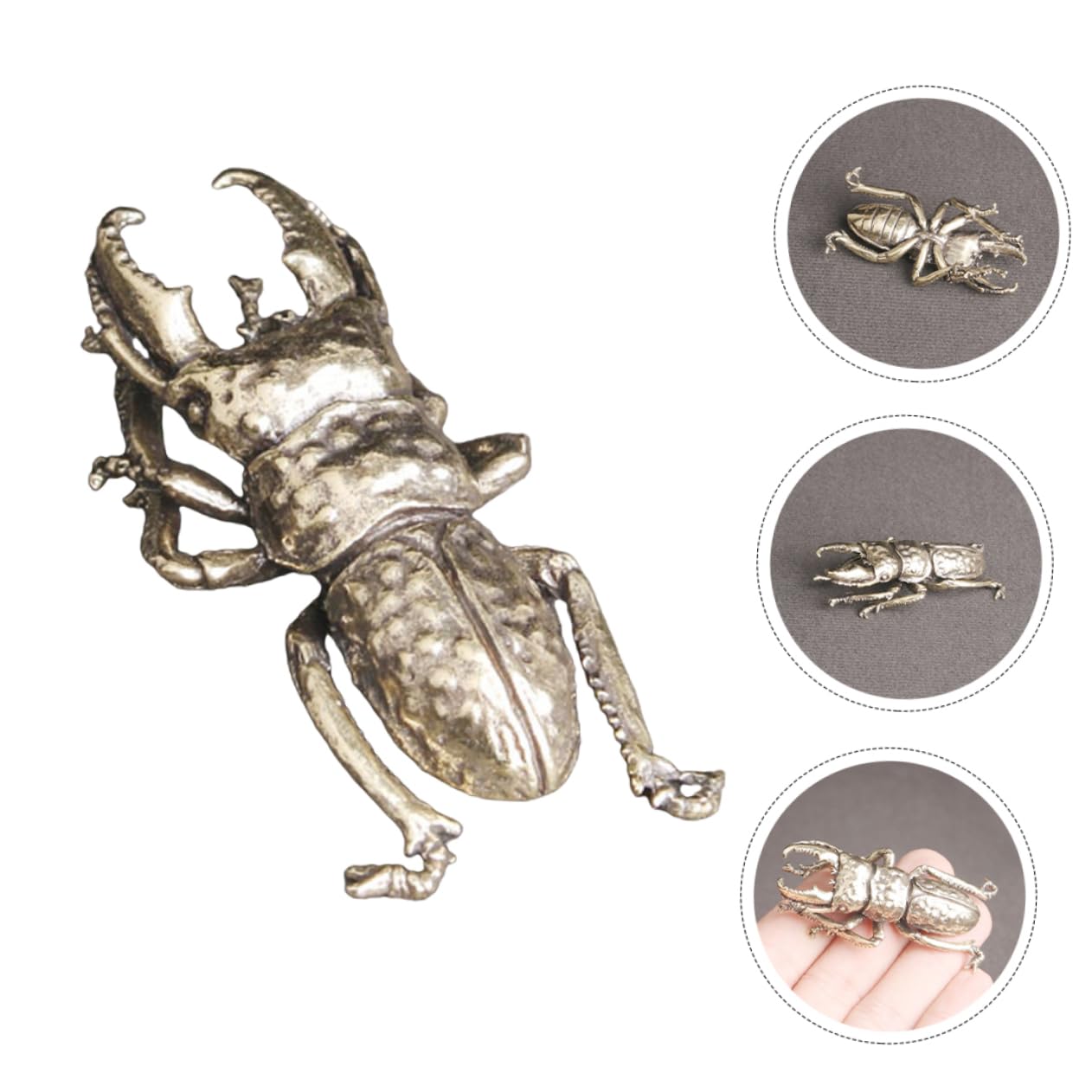 2pièces Statue De Scarabée Laiton Vintage Lot De Figurines