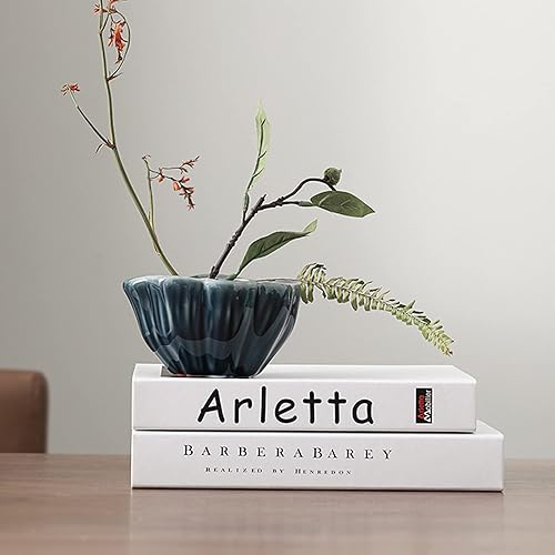 Miniatura 6 de Florero de cerámica en forma de loto, 1 maceta de cerámica con forma de loto, arreglo floral para decoración del hogar y la oficina