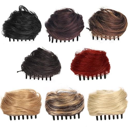Miniatura 2 de olacare Mini moño con clip de garra, orejas de gato desordenadas, extensiones de cabello rizado y ondulado, extensiones de cola de caballo para