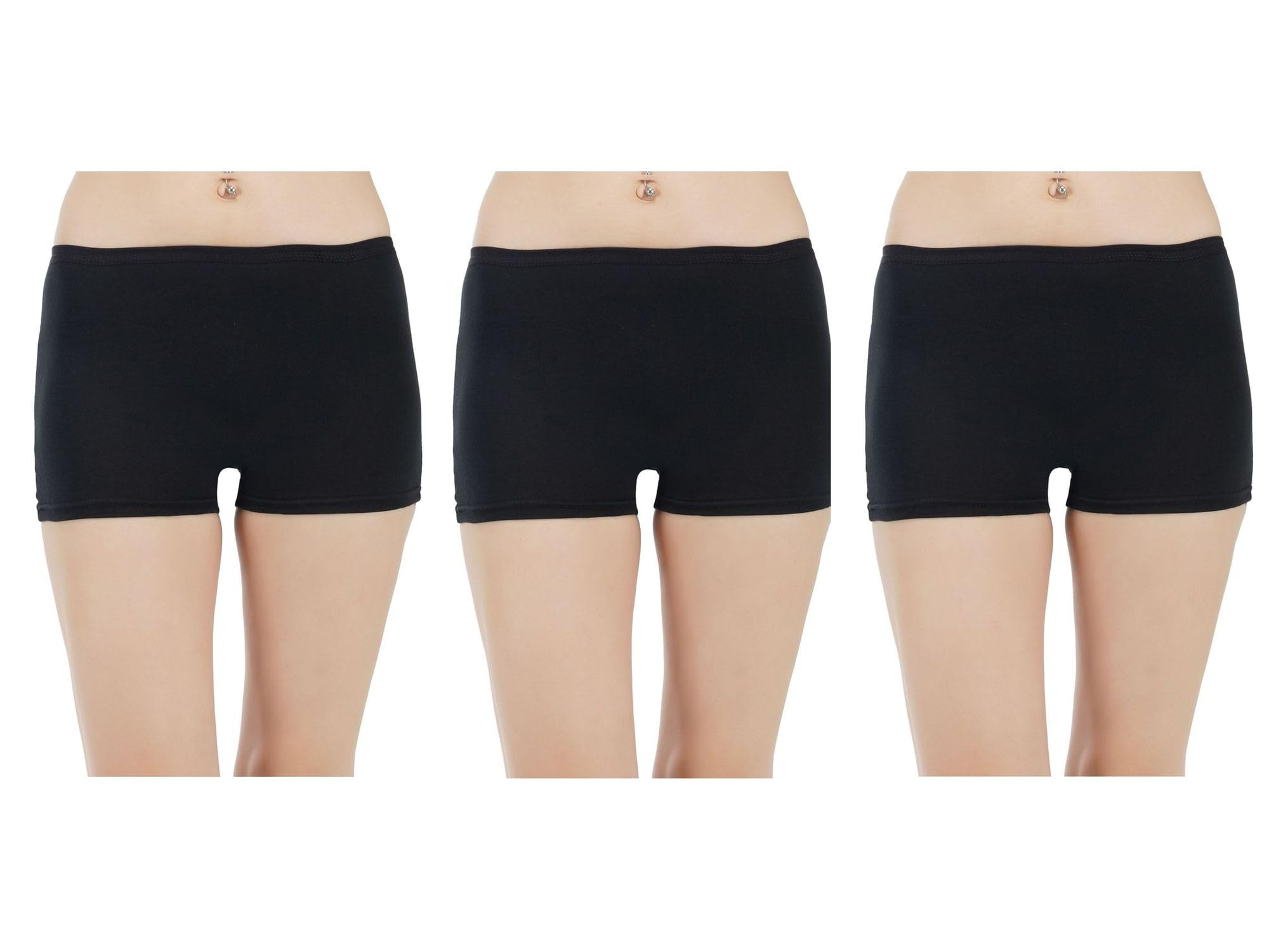 Pure Cotton Seamless Plain Solid Boyshort Panties for Women Underwear Briefs Low-Waist Boyshorts Stylish Undergarments Boy Shorts for Girls, Pack of 3-image-47