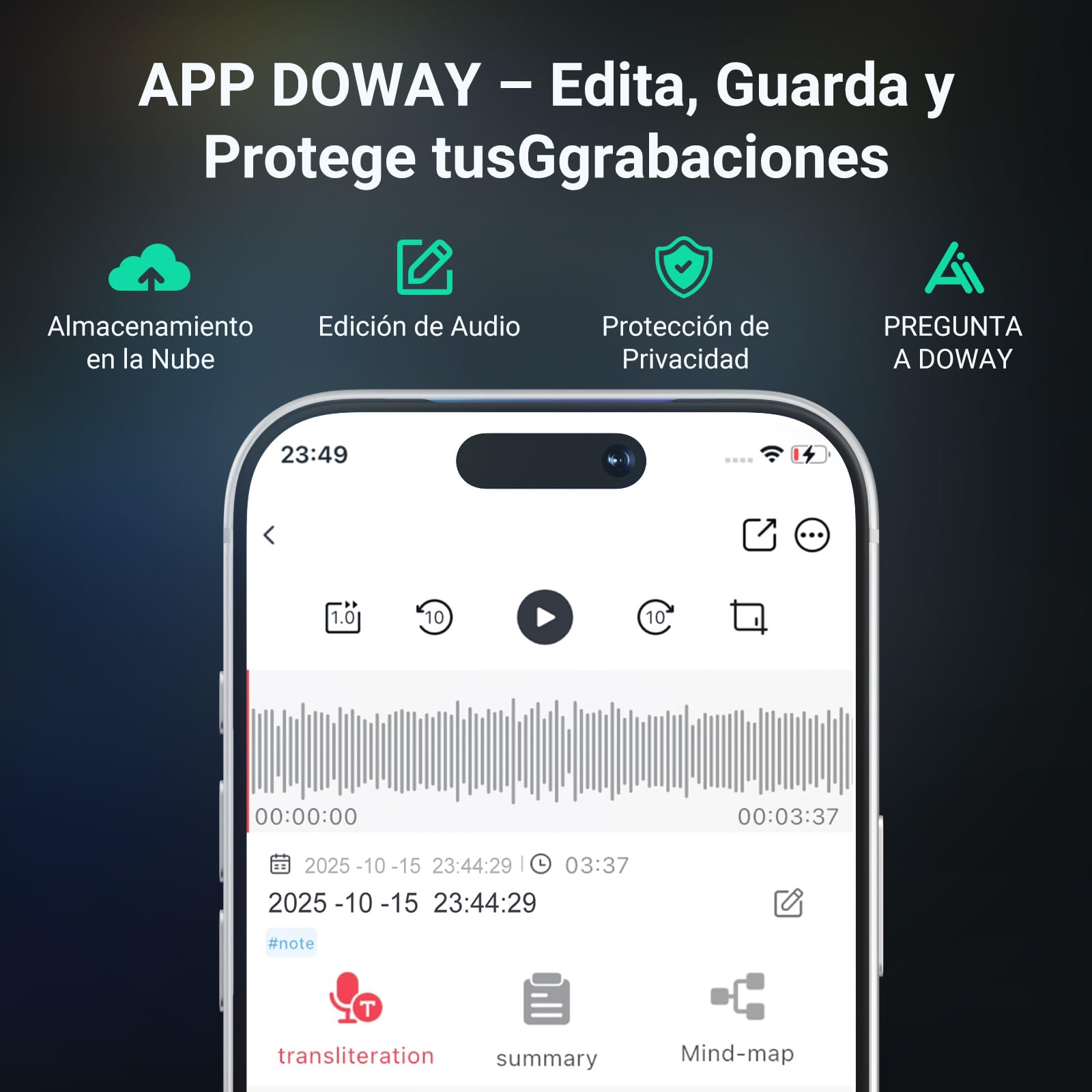 MECHEN Grabadora de Voz IA, 64GB Transcribe Resume Transcripción Inteligente, 81 Idiomas, Grabación Magnética de Llamadas, Bluetooth 5.3