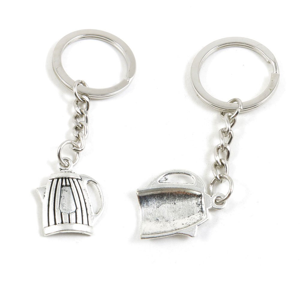 50 Pieces Keychain Keyring Door Car Key Chain Ring Tag Charms Supply T6GQ5S Teapot Water Kettle