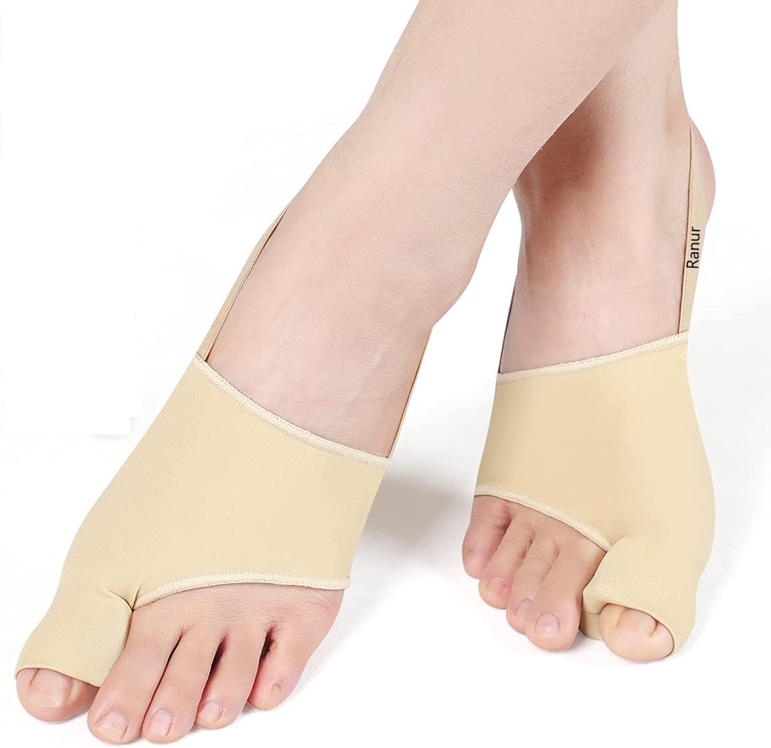 RANUR Unisex Bunion Corrector Washable Silicone Gel Pad Toe Separator with Relief Gel Pad Cushion, Toe Brace, Spacers, Fits with Shoe and Socks in Uk7 To Uk11(L)