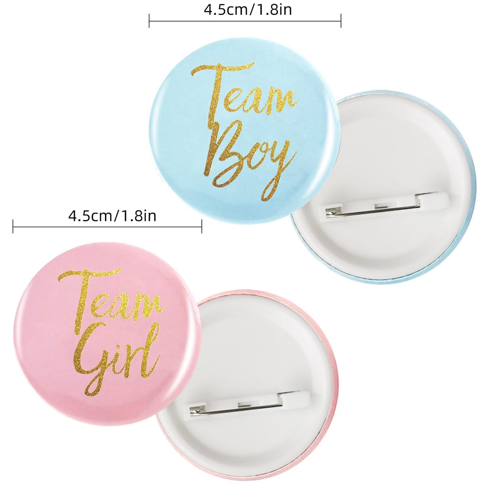 Geschlecht Offenbar Button,24 StückTeam Boy und Team Girl Pin Abzeichen, Rund Pinback Knopf Pins für Gender Reveal Party,Mit Sternen und Glitzer
