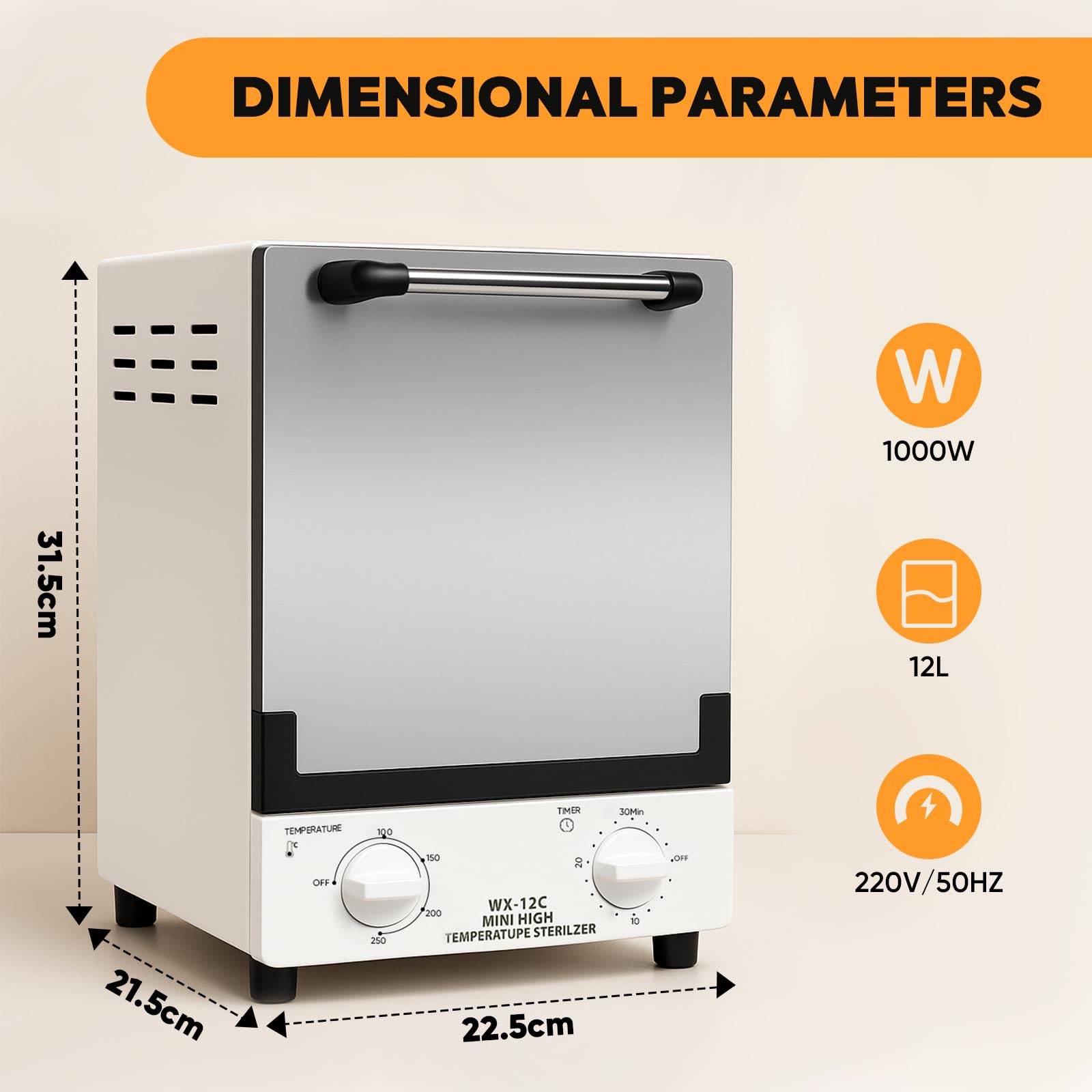 Hochtemperatur-Sterilisator,12L Sterilisator für Nagelstudios,Infrarot Autoklav Sterilisator mit einstellbarer Temperatur und Zeitsteuerung,geeignet für Schönheitssalons,Friseursalons,Zahnkliniken