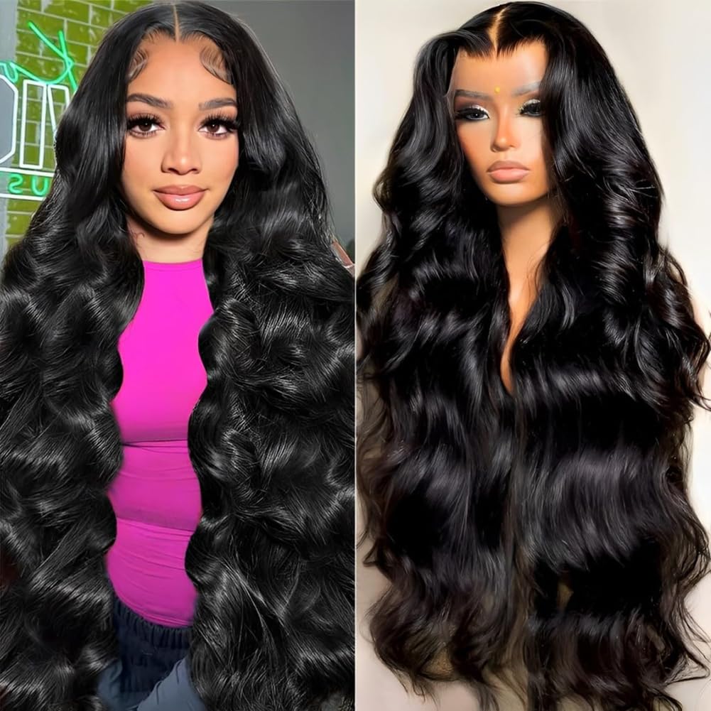 BELE 24 Inch 13x6 HD Lace Front Wigs Human Hair Body Wave 180% Density Pre Plucked Lace Frontal Wigs Natural Color Glueless Wig 100% Brazilian Virgin Human Hair Lace Front Wigs for Women