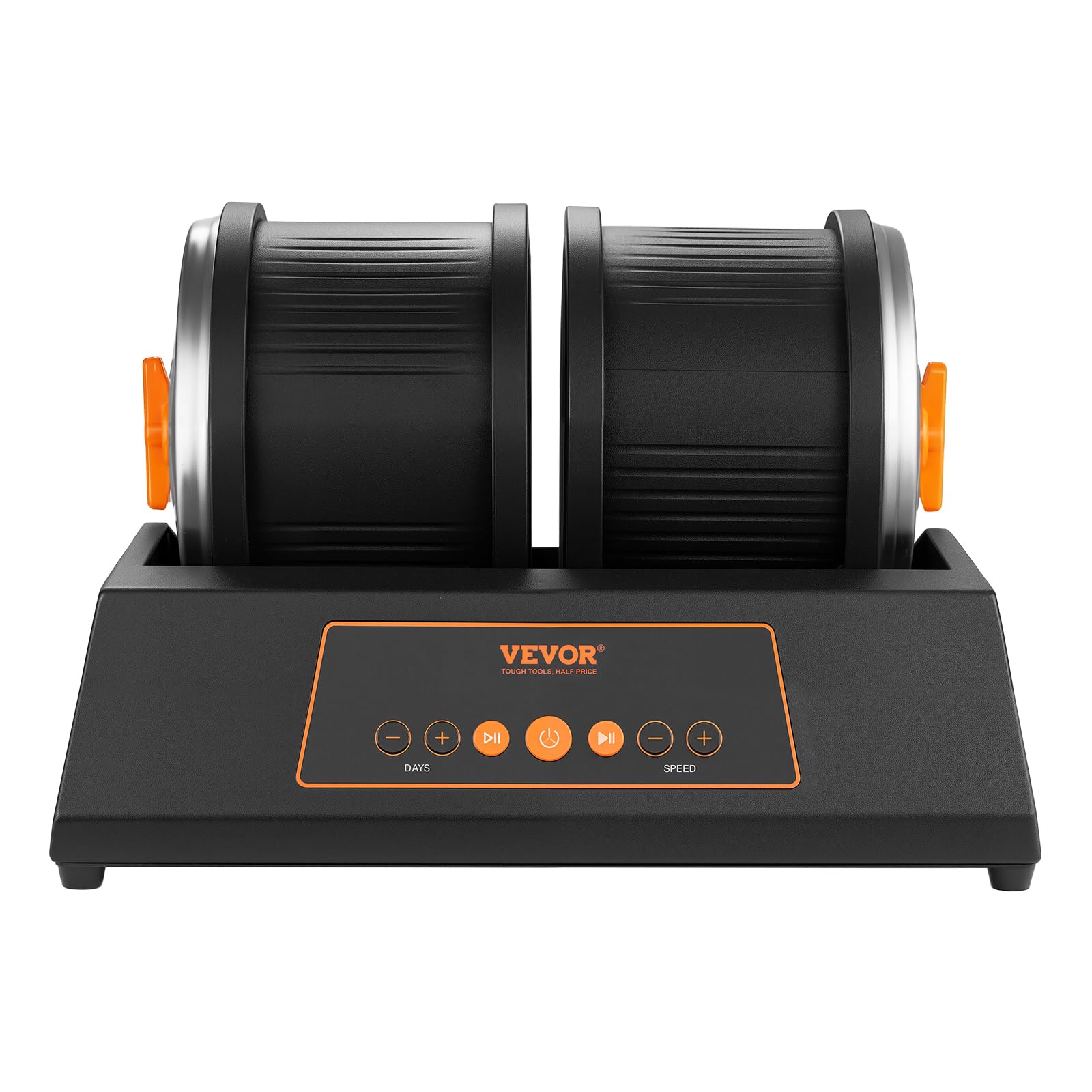 VEVOR Pulidora Eléctrica de Piedra, Carga de 3,63 kg, Doble Tambor, 4 Niveles de Velocidad, Temporizador de Pulido de 9 Días, Panel de Control Intuitivo y Adaptador, Negro, 310 x 230 x 220 mm
