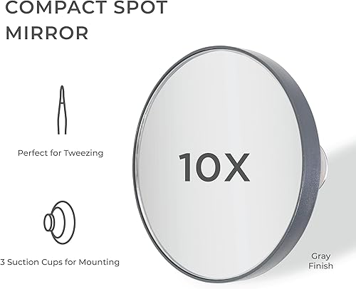 Miniatura 2 de Zadro Espejo de punto compacto, potentes aumentos de 10X15X o 20X, espejos de viaje con ventosas, mini espejo de tamaño monedero para maquillaje,