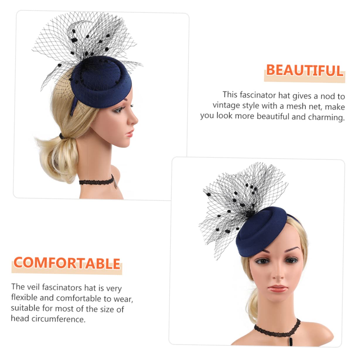 FRCOLOR 4pezzi Fascinator da Donna con Velo Elegante e Clip per Cappello da Tea Party Rete per Cerimonie e Occasioni Speciali Accessorio Femminile Versatile per Matrimoni e Feste