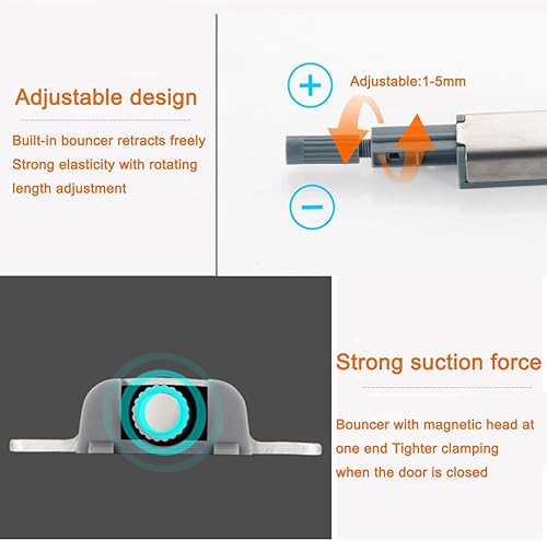 Miniatura 6 de 6 pestillos magnéticos de empuje para armarios, pestillos de puerta para abrir, cerraduras táctiles resistentes, cierre magnético para puerta,