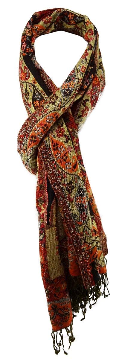 Tigertie Women's Red, Orange, Light Brown, Black - Designer Scarf In Patterned - Neckerchief Size 180 X 70 Cm, Größe: Ca. Länge 180 Cm, Breite 70 Cm