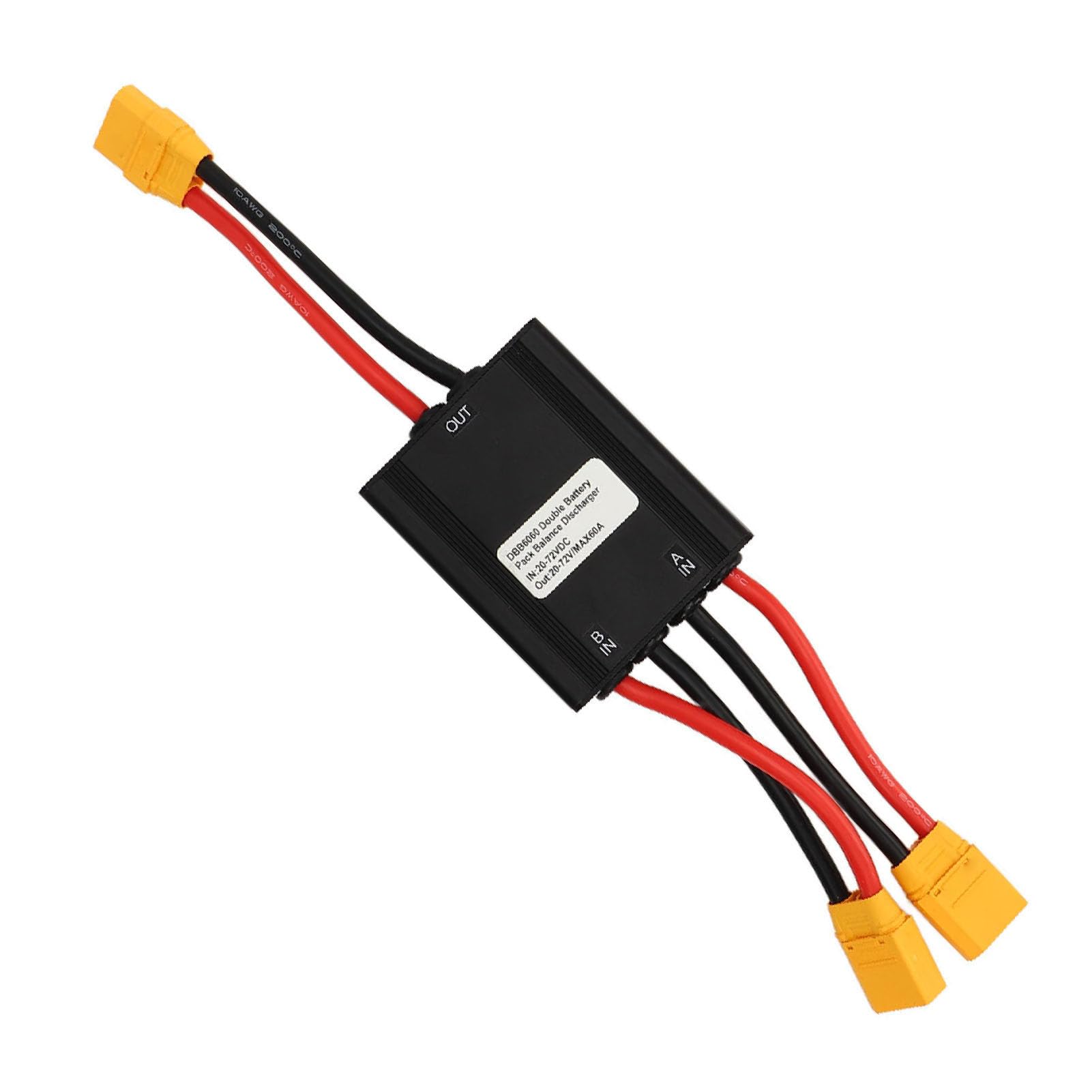 Konwerter Rozładowywania Podwójnego Akumulatora Roweru Elektrycznego, Adapter Modułu Równoległego z Podwójnym Akumulatorem od 20 V do 72 V, Adapter Złączy XT90 Zapewniający większą (60A)