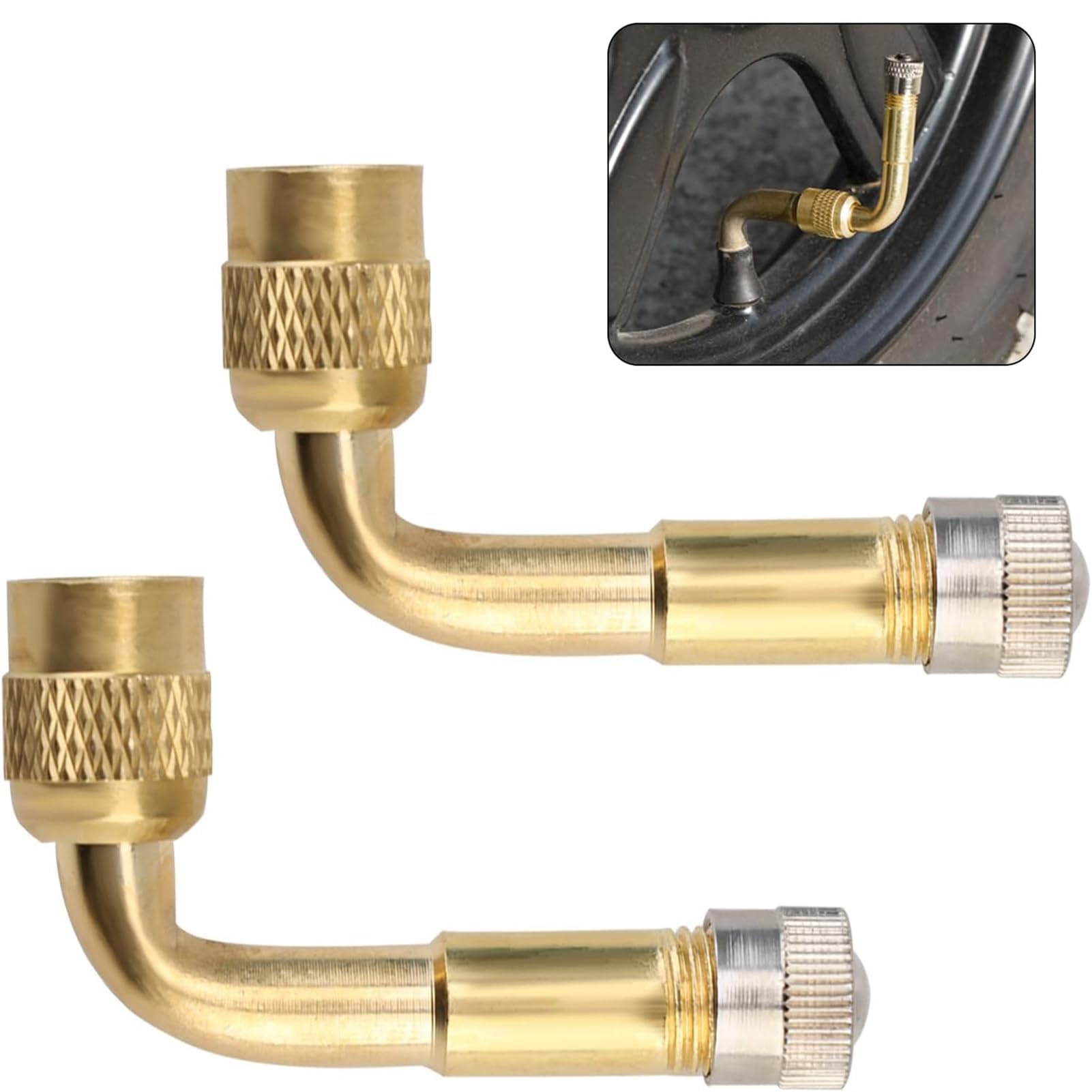 2PCS Extensions De Valve En Cuivre 90 Degrés, Cuivre Adaptateur De