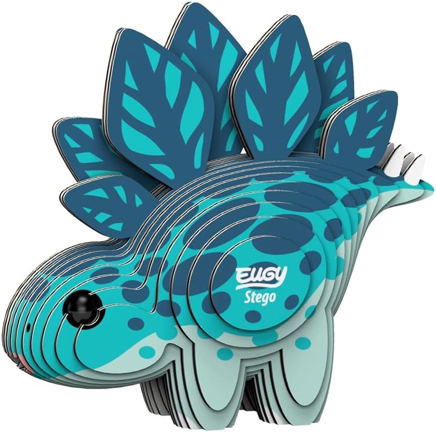 EUGY 3D Puzzle Stegosaurus, Cardboard, Assembly, Beginner, 6+, 1 Set, 1 Puzzle, 22 Pieces, 1 Item, 1 Package, 22 Count, 7 cm x 5 cm