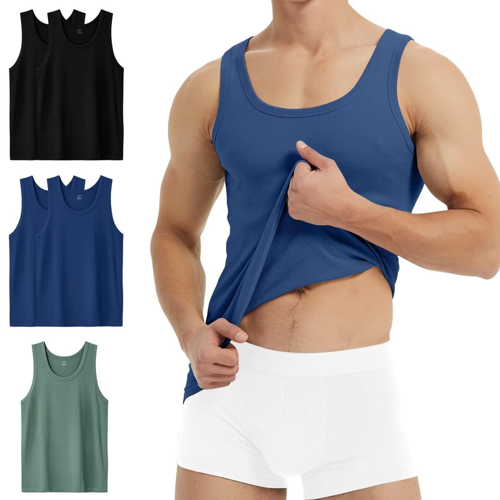 YouShow Unterhemd Herren 3/5er Pack 100% Baumwolle Tank Top Feinripp
