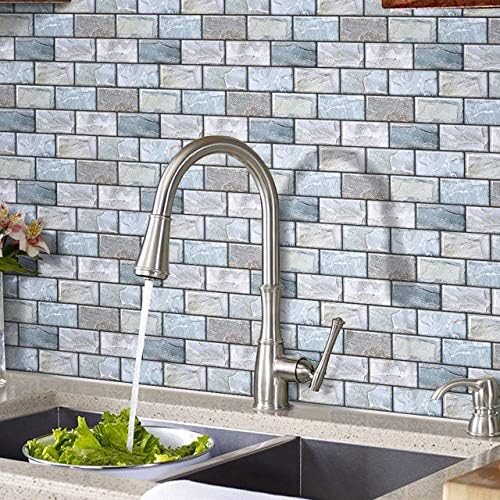 HyFanStr Peel and Stick Wall Tiles Kitchen Backsplash, 3D Brick Stick