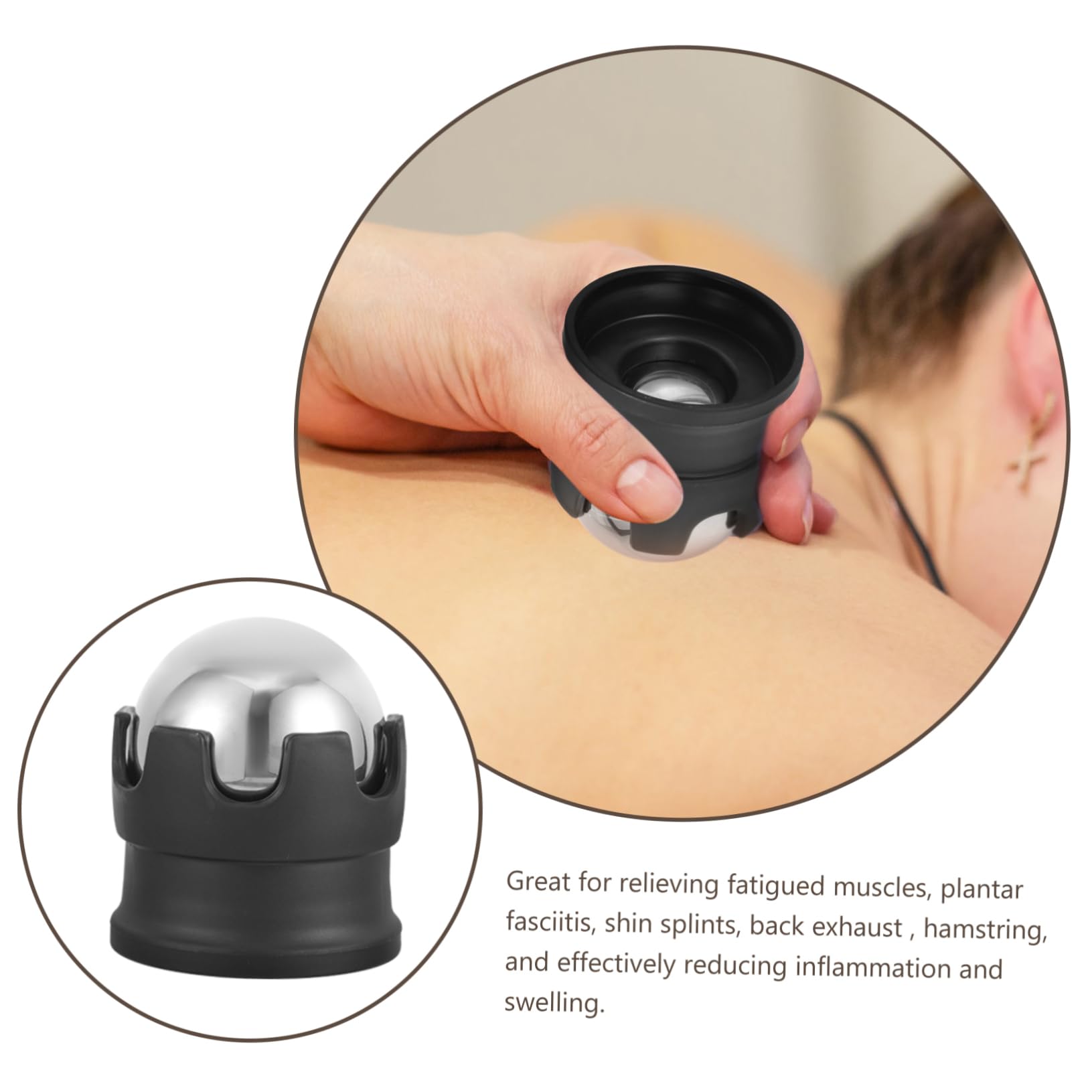 Bola para Relajación Muscular Portátil de Masaje de Acero Inoxidable Desmontable Compresa Caliente y Fría y Alivio de Hombros y Cuello