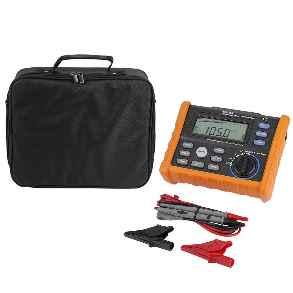 Akozon Erdungswiderstand Tester PM5205 Digitales Megohmmeter Digital Analoganzeige 0,01 M100 G2500V Isolationswiderstand Tester Meter Automatische Berechnung AC DC Spannung Test