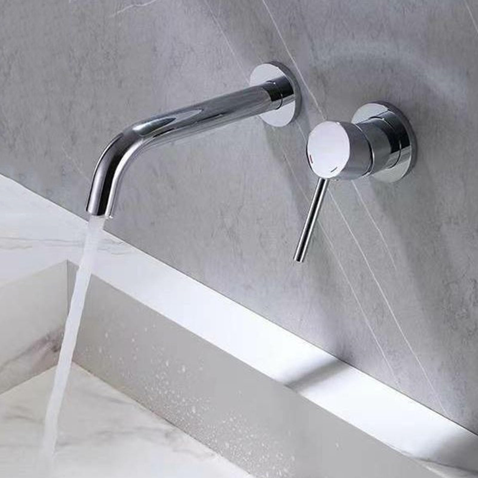 Grifo Lavabo Empotrable Monomando Grifo para Pared Lavabo de Empotrado de Laton Cromado