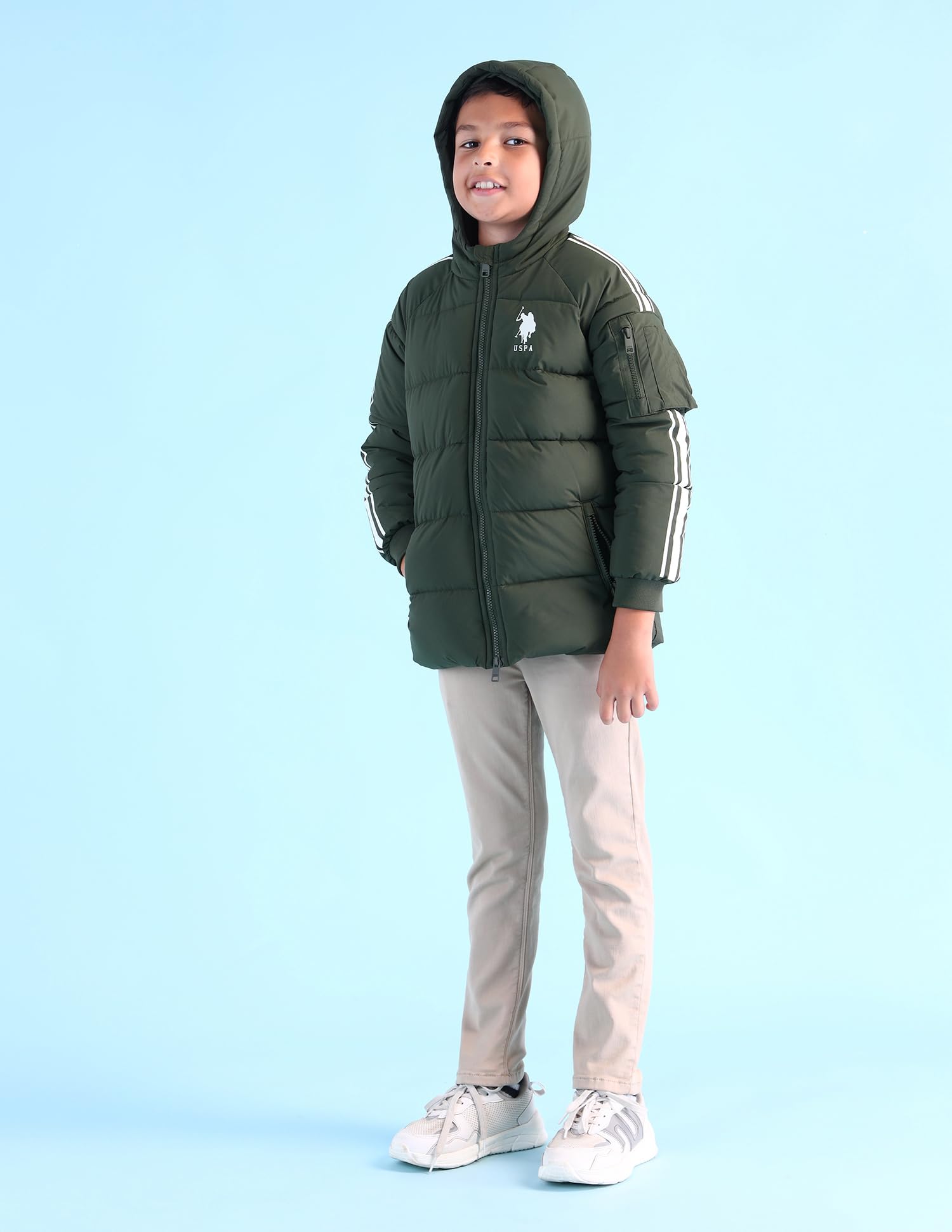 U.S. Polo Assn. Kids Regular fit Polyester Hooded Jackets (UKJCK0224_Green_12M) 2
