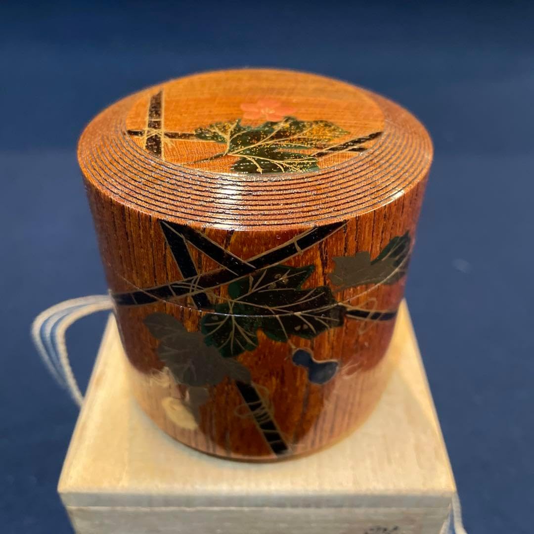 「瓢 蒔絵」【欅 雪吹 棗】『道場 宗廣』(造) 共箱　茶道具 瓢 蒔絵」【欅 雪吹 棗】『道場 宗廣』(造) 共箱 茶道具 瓢 蒔絵