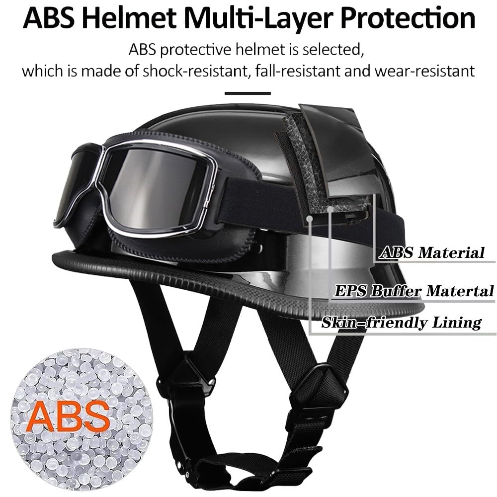 Tedesco Casco Adulti Caschi Moto Jet Casco Retrò Mezzo con Fibbia Sgancio Rapido Regolabile Retro Open Face Donna Certificato ECE Vintage Street Bike Touring Cruiser