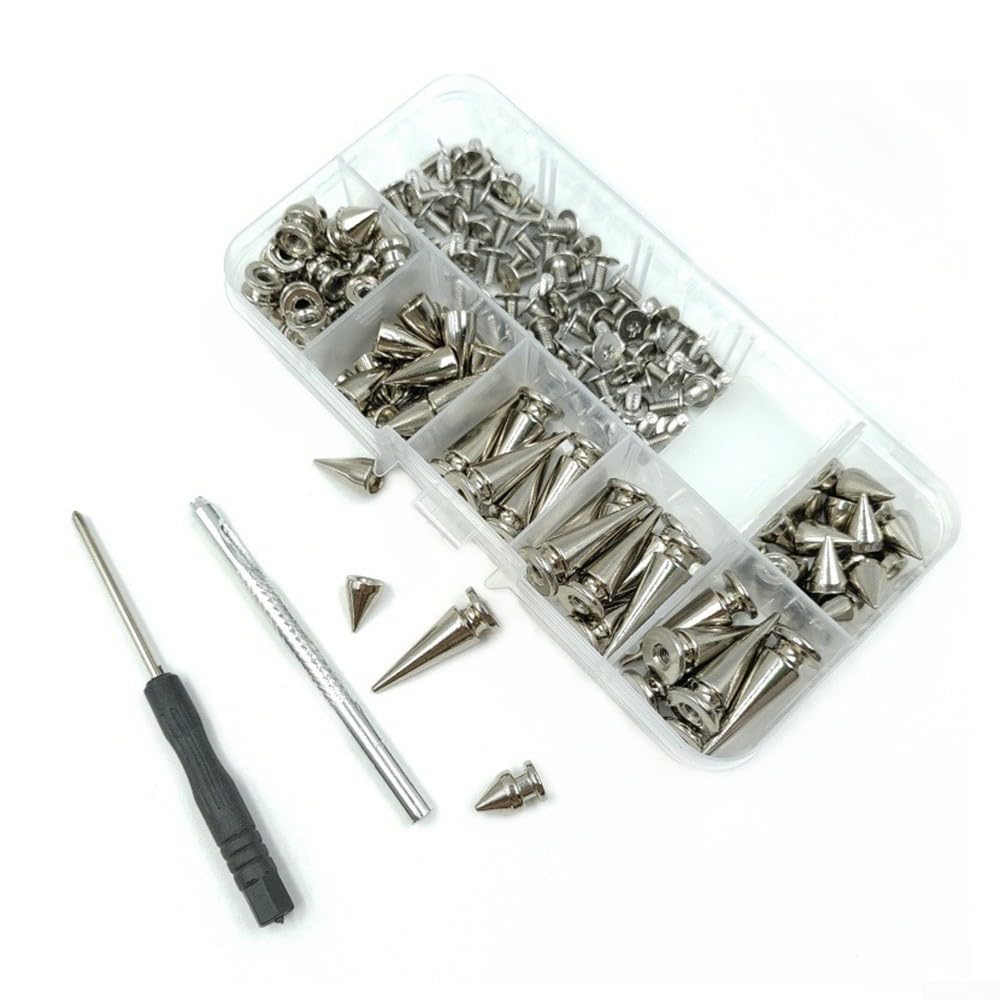 80pcs Spikes Studs, Alloy Cone Spikes Rivet Screw Back Studs Metal Jacket Stud for DIY Clothing Shoe Bags Clothing Leather Craft