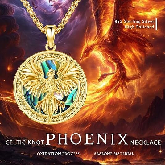 Phoenix Necklace 925 Sterling Silver Oxidized vintage Celtics Necklace Phoenix Rising Crystal Necklace Pendant Phoenix Jewelry Gifts for Women Men - Image 4