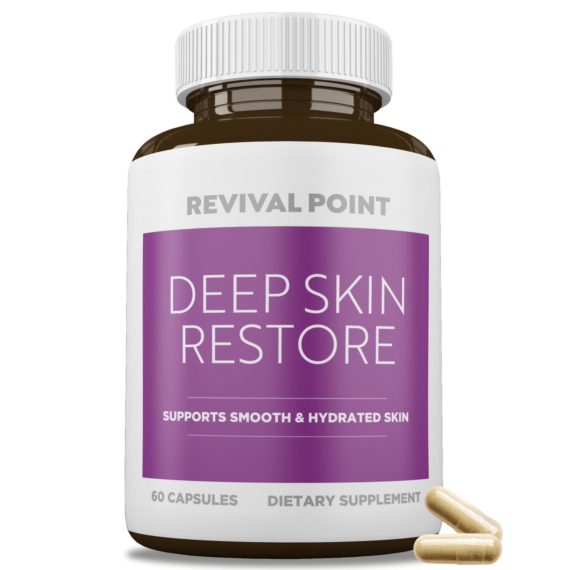 Deep Skin Restore- Advanced Dermal Repair Complex to Boost Firmness, Hydration, & Elasticity– Vegan Collagen Builder & Skin Supplement with 6 Clinically Proven Ingredients– 60 Capsules