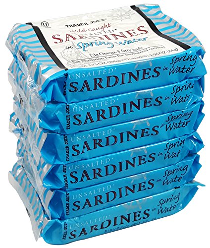 Unsalted Sardines in Spring Water, (Pack of 6), 3.75 oz Tin