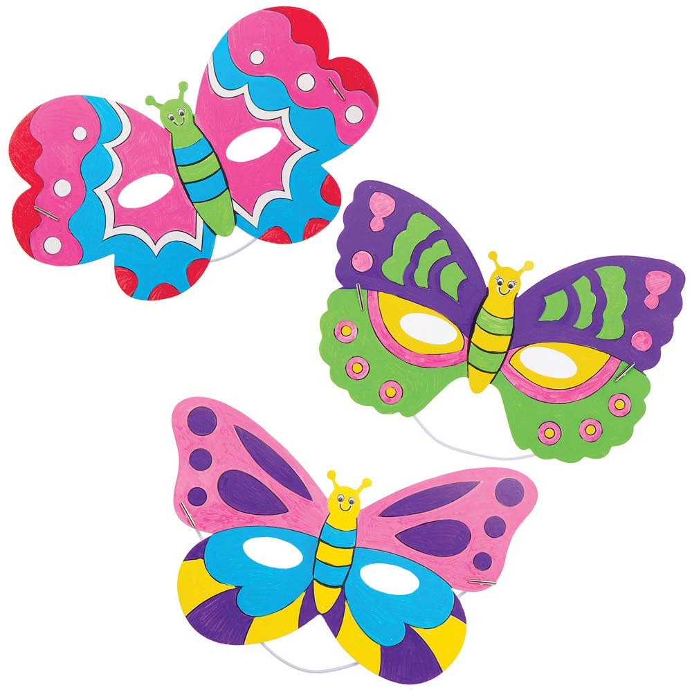 Baker Ross AT862 Butterfly Colour In Masks Pack of 8, For Kids Arts