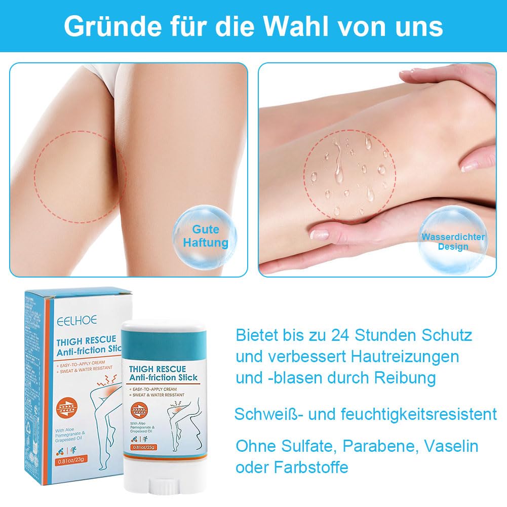 Pack of 2 Anti Friction Cream, Summer Saver Anti Wound Rubbing Stick, Waterproof Anti Chafing Stick Thigh - Image 3