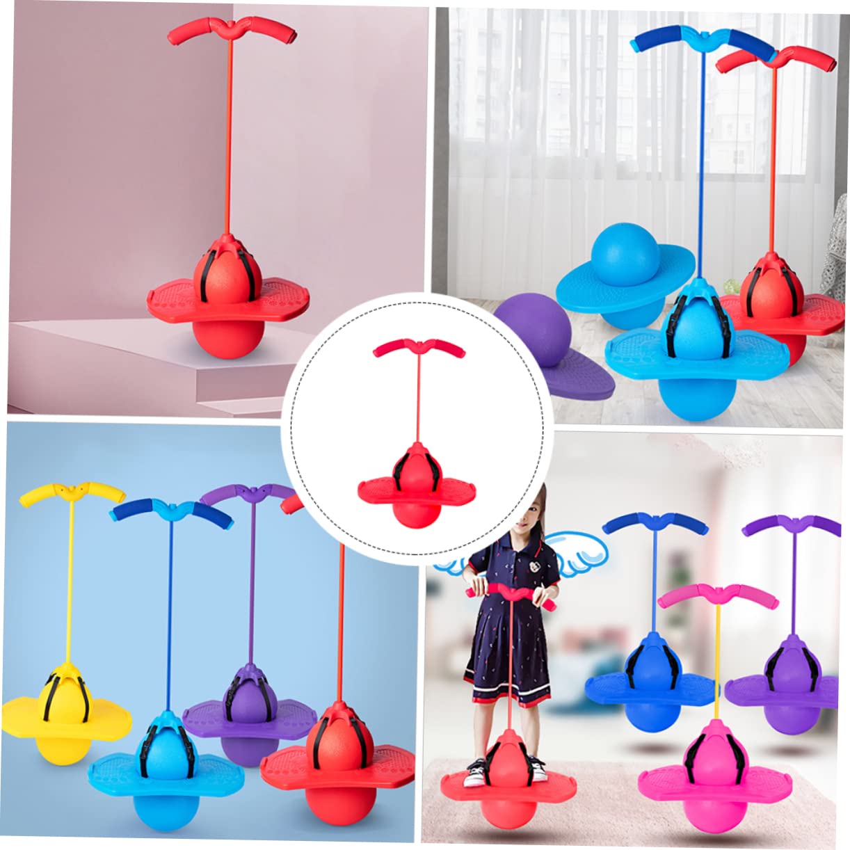 Yardwe 1Set Jumping Ball with Handle for for Skid Capacity Bouncing Exercise Ball for Boys