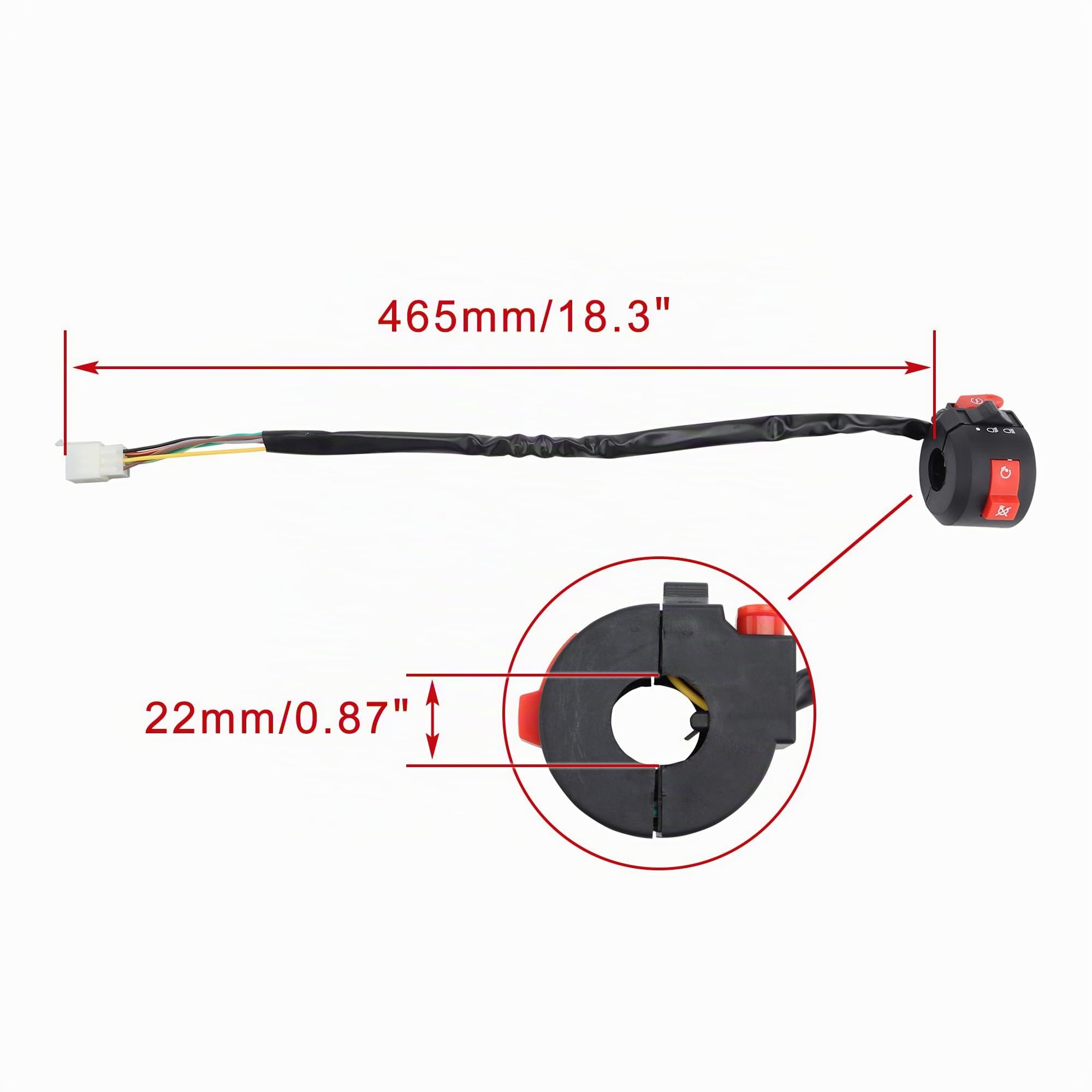 WOOSTAR 7/8" 22mm Manubrio Sinistra Interruttore 3 Funzione Sostituzione per 50cc 70cc 110cc 125cc 150cc Motocicletta