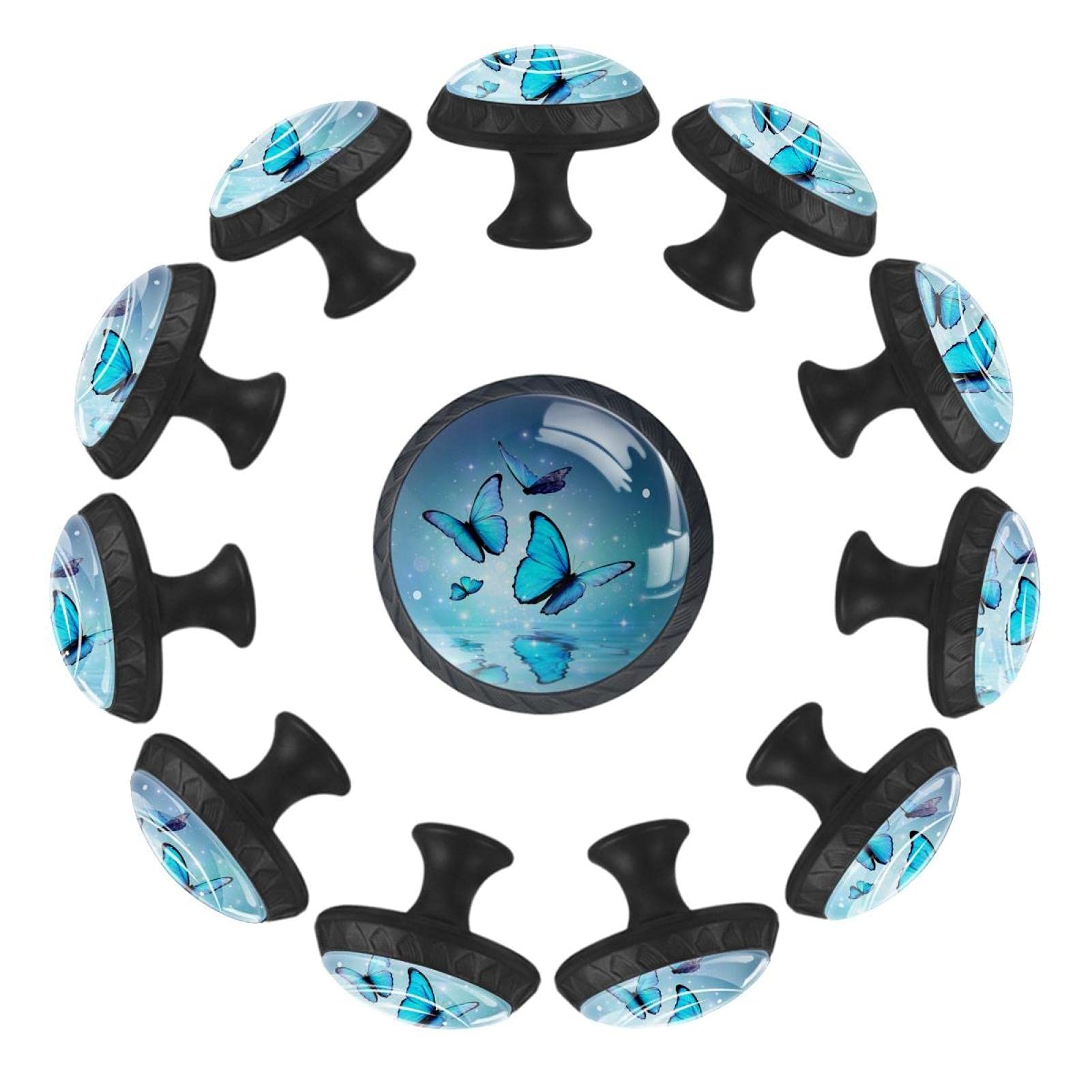 Boutons de meuble lumineux papillons feeriques lot de 12 boutons de tiroir