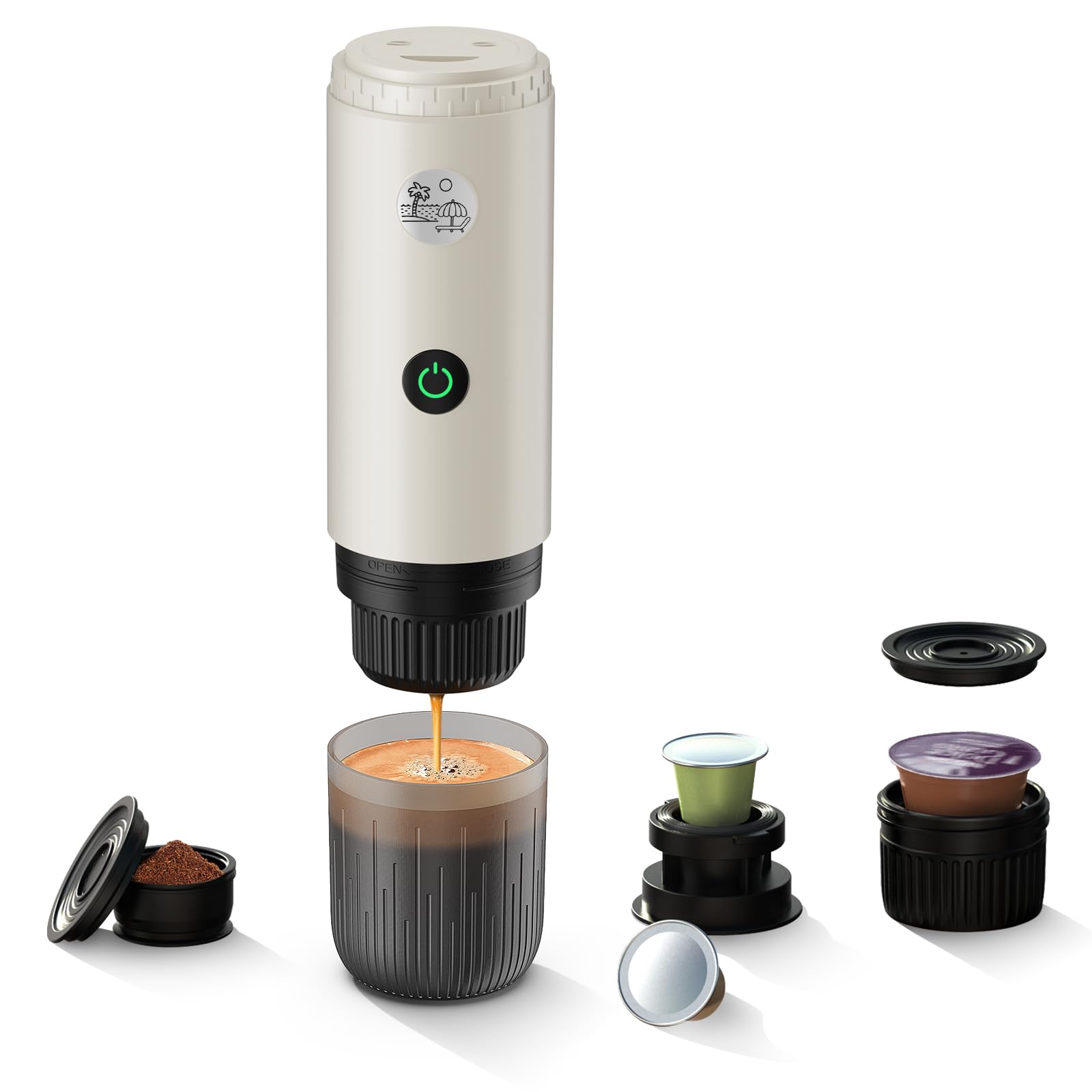 3-in-1 Portable Electric Espresso Machine Self-Heating,White