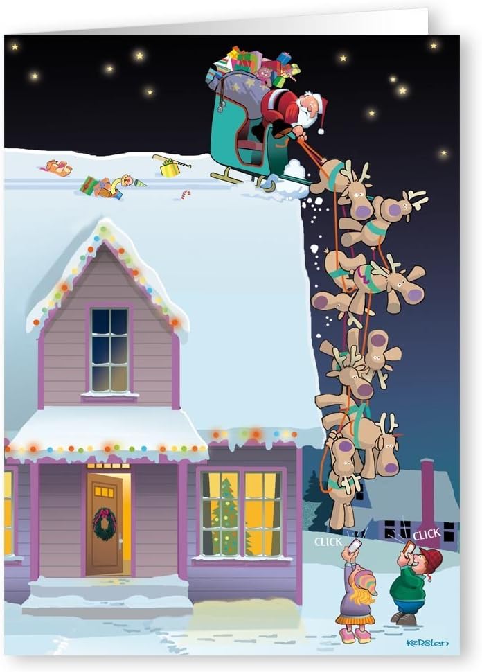 Funny Christmas Cards - Caught On Smartphone - 18 Cards & Envelopes