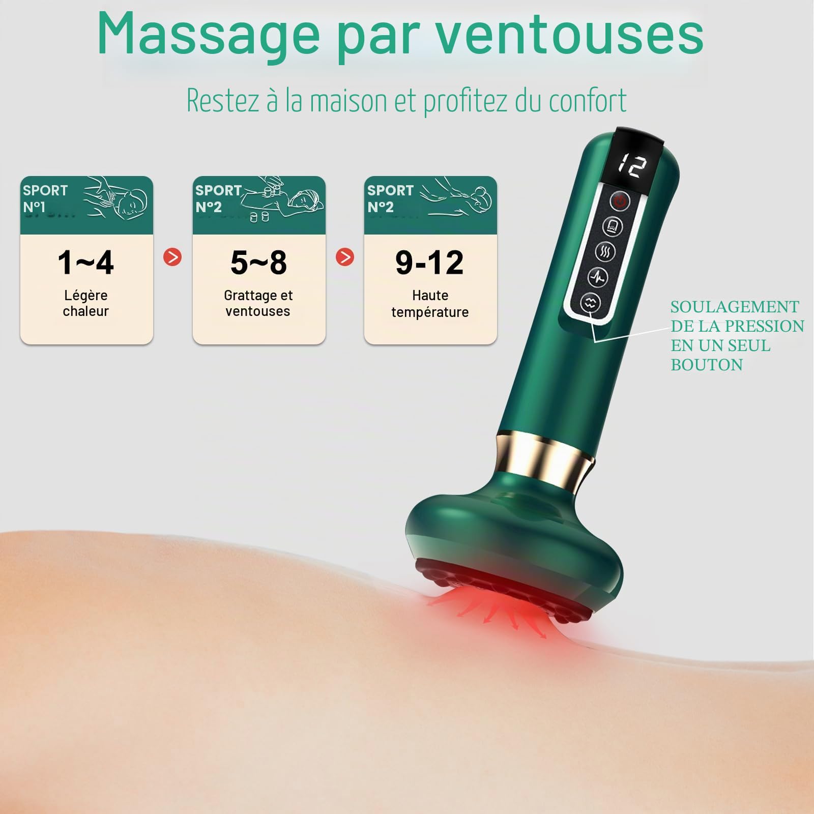 Appareil de Massage à Bulles électrique,Appareil de Massage Anti-cellulite pour Jambes/Ventre/Mains,Appareil Anti-cellulite, Appareil de Drainage Lymphatique avec 12 Programmes et 4 Modes