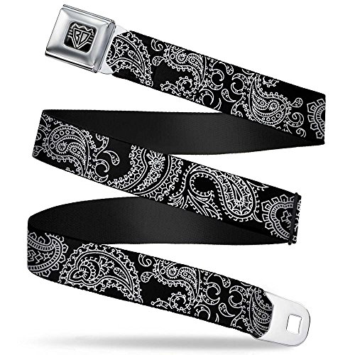 Buckle-Down Unisex-Sicherheitsgurt für Erwachsene, Paisleymuster, Größe XL, Schwarz/Weiß, 3,8 cm breit, 81,3–132,1 cm lang, Mehrfarbig, 1.5" di larghezza - 32-52 pollici di lunghezza