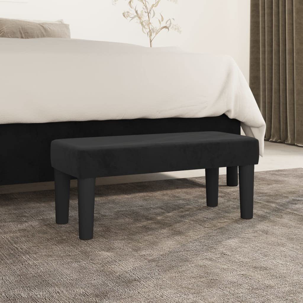 Banc Noir 70x30x30 cm Velours, Banquette à Chaussures pour Entrée, Chambre, Salon, Salle de Bain, Cuisine