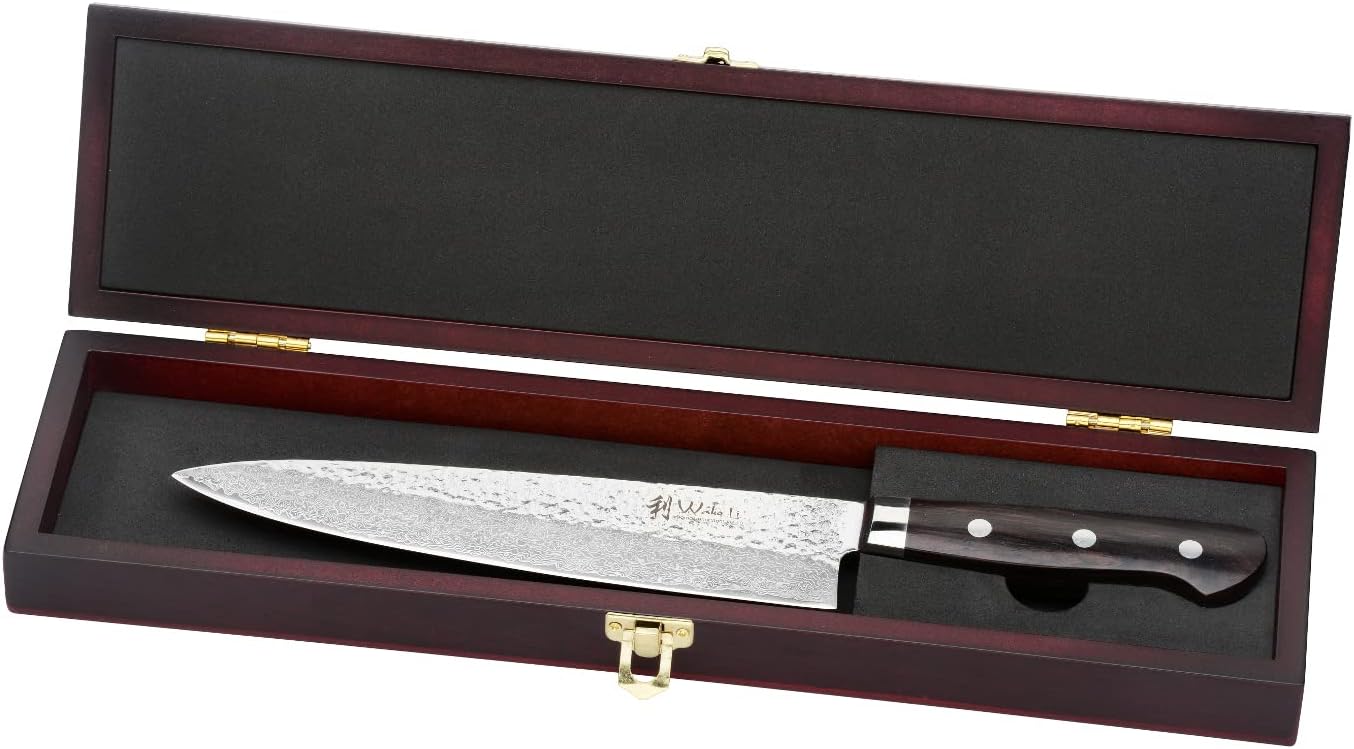Set 5 Couteaux Japonais Seki Damascus – Professionnels, Valisette Bois
