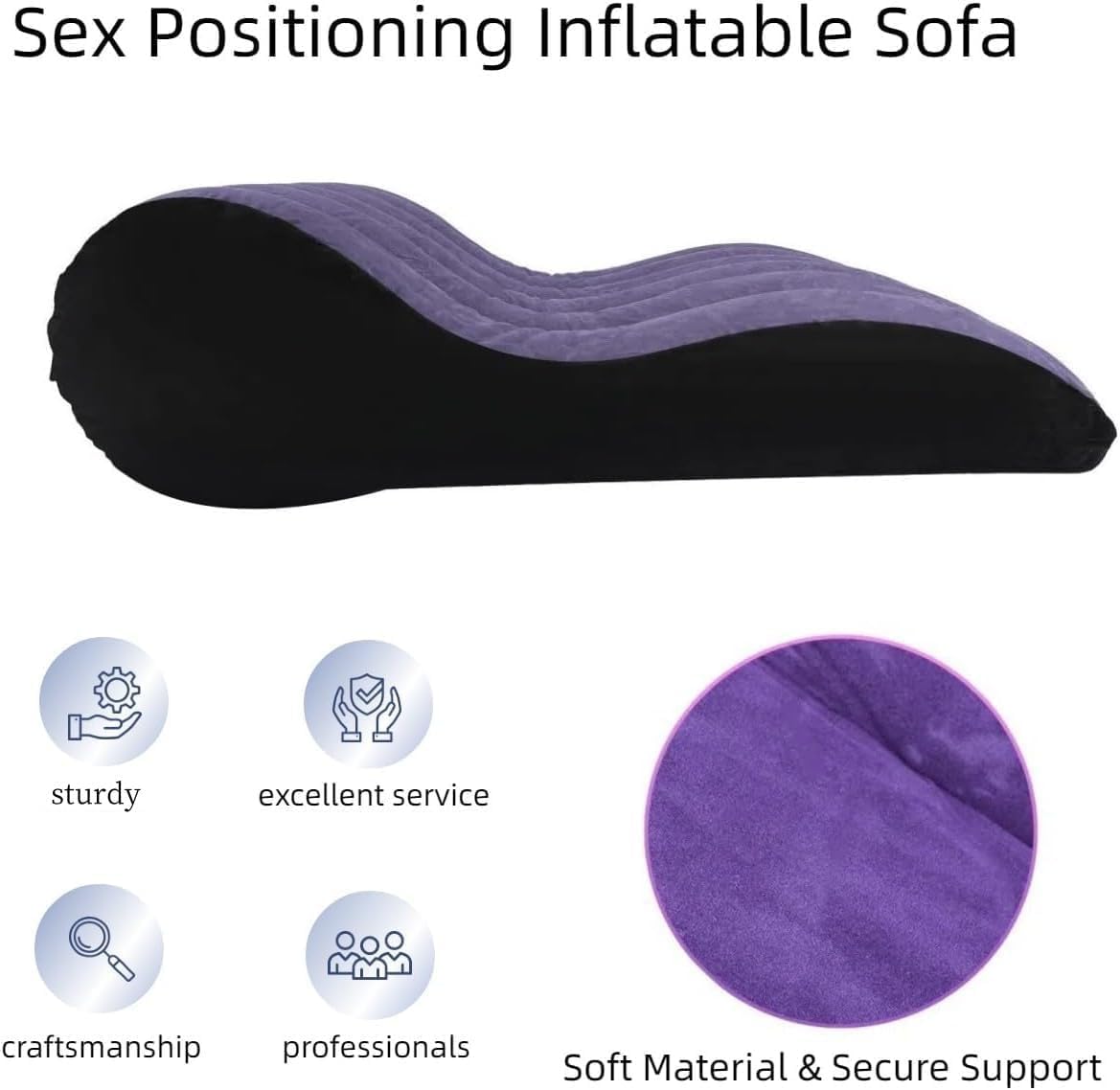 Almohada sexual inflable almohada de PVC flocado silla sexual cojín de viaje almohada mágica apoyo cuerpo almohada utilizado para el posicionamiento de parejas, posición más profunda