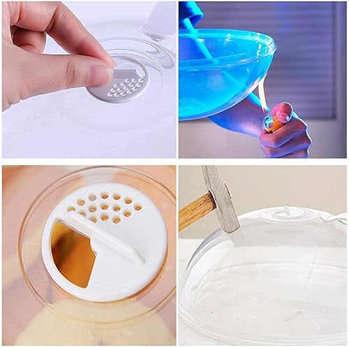 Miniatura 6 de Paquete de 2 cubiertas para salpicaduras de microondas, cubierta transparente, tapa de placa de microondas con asa y orificios de ventilación de