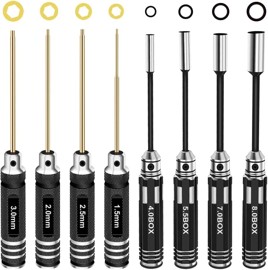RC Hex Driver Set Tools Kit - 8pcs Titanium Allen Screwdriver 1.5mm-8.0mm for Car