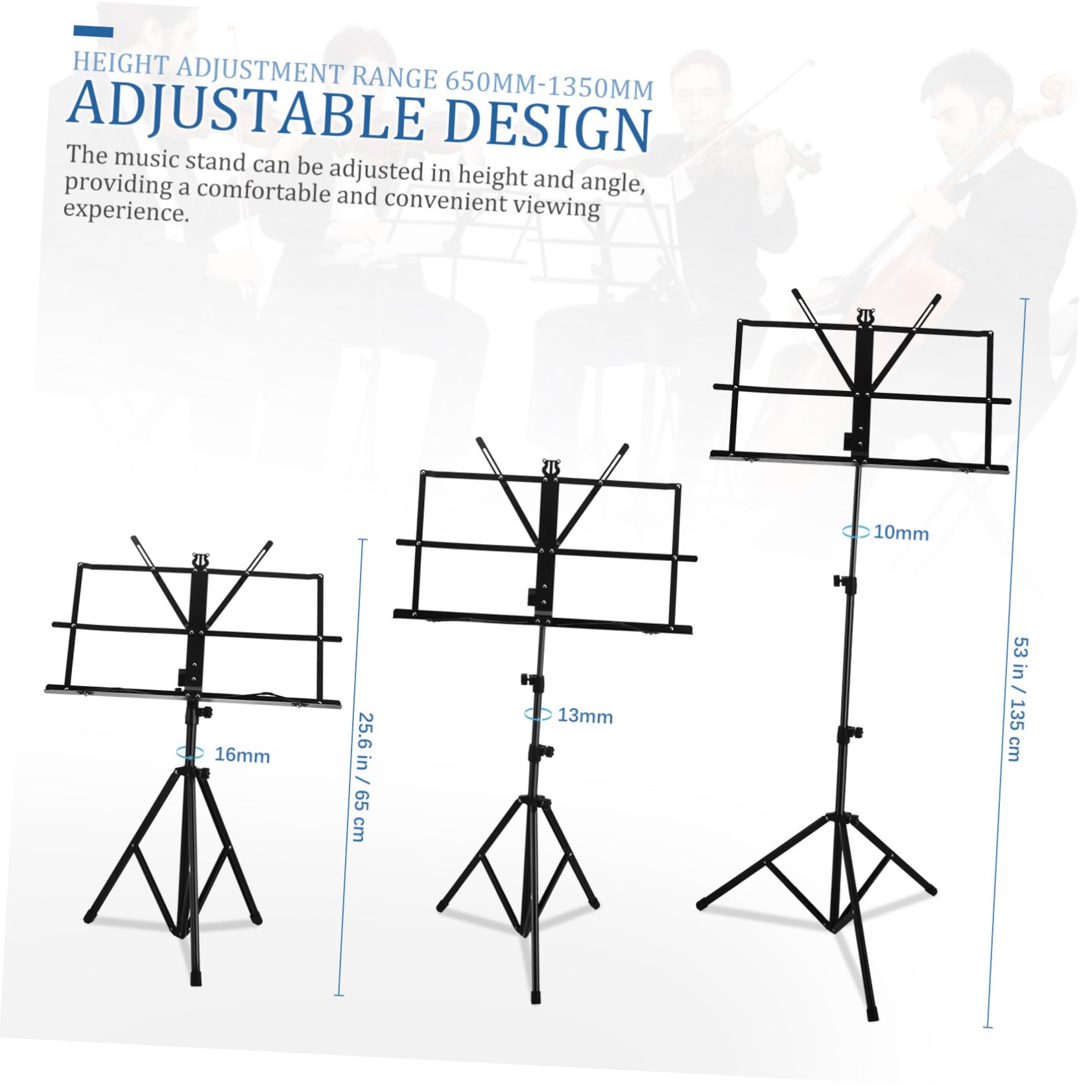 HANABASS Leggio Spartiti Pieghevole Regolabile Base Stabile Supporto Portatile per Spartiti e Libri Musicali Salvaspazio e Robusto per Scuola e Concerti