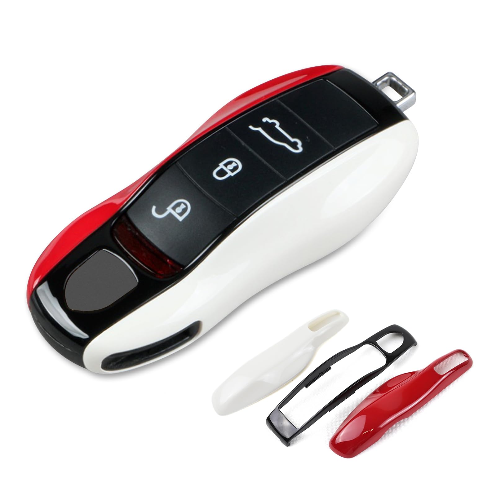 Red Black White Key Fob Cover Compatible with Porsche Key Shell Key Fob Shell Replacement Compatible with Porsche Cayenne Panamera 911 718 Macan Boxster Cayman Old Style
