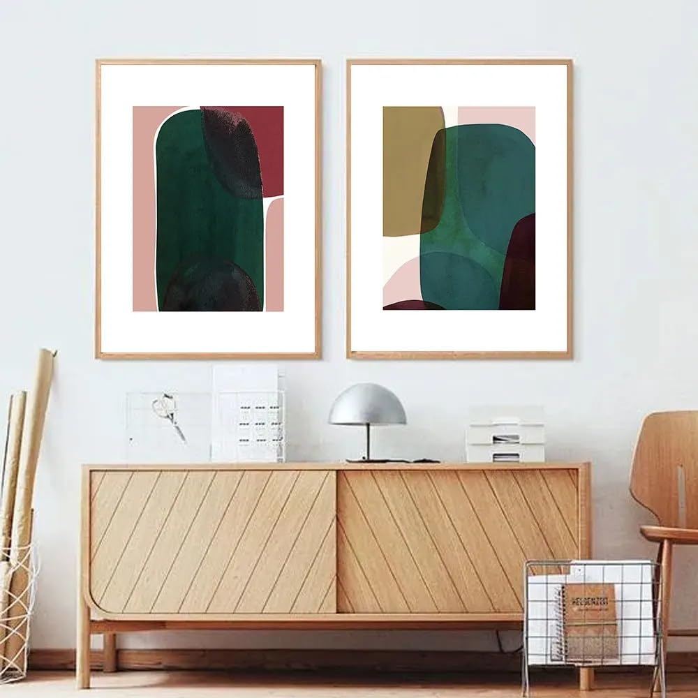 WBYZAC Set of 2-Geometric Color Block Modern Abstract Style Canvas Printing Painting Living Room And Dining Room Porch Office Sofa Home Decoration-40 * 50cm (No Frame)
